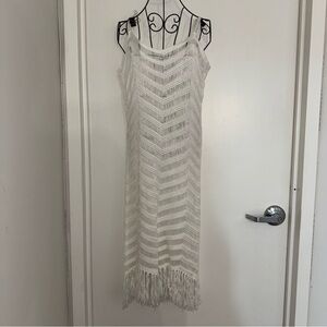 525 White Fringe Crochet Coverup